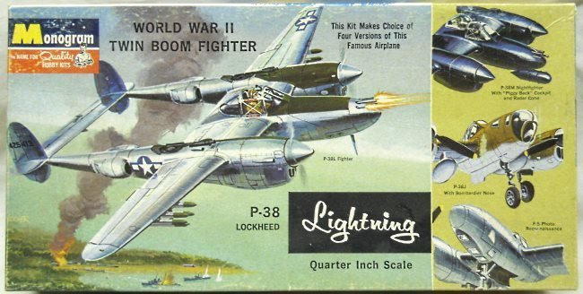 Monogram 1/48 P-38L / P-38M 2 Seat Night Fighter / P-38J / F-5 Lightning - Four Star Issue, PA97-200 plastic model kit